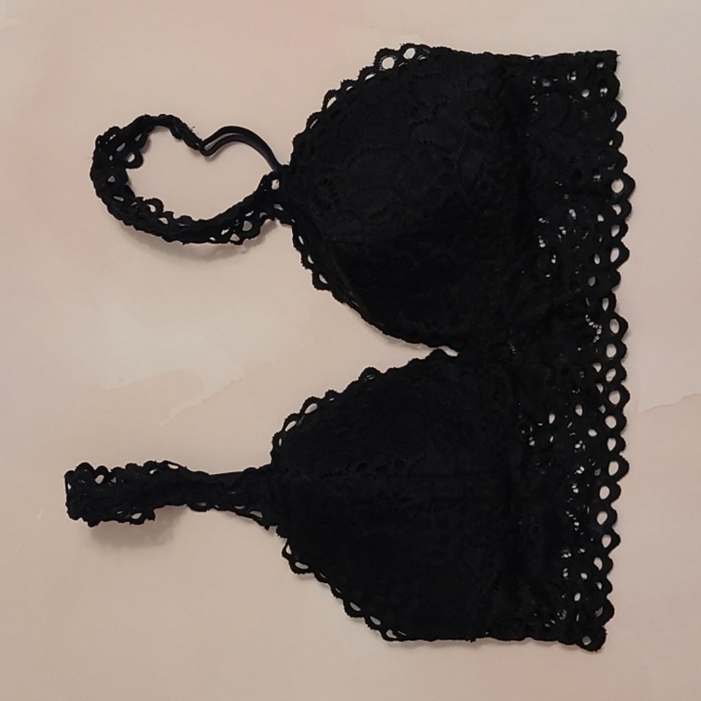 Aerie Lace Bralette with Lined Cups Black Sz Small
